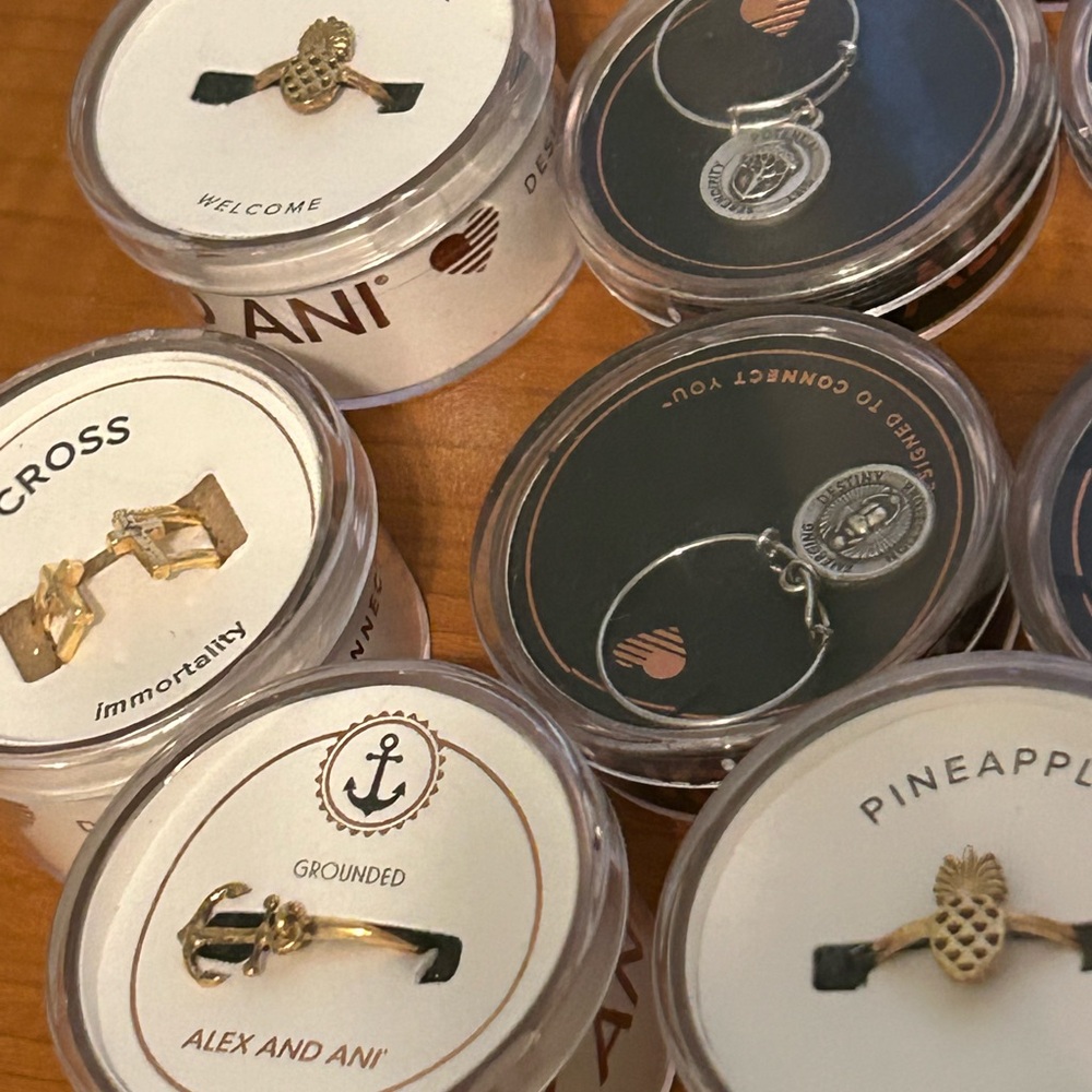 Alex and Ani Charm Adjustable Rings Silver/Gold All New 24pc Lot - Picture 2 of 6